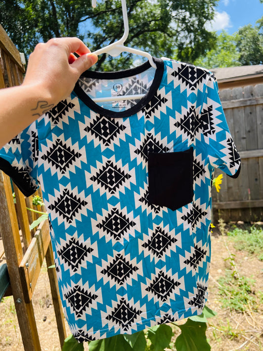 Turquoise Aztec Tee