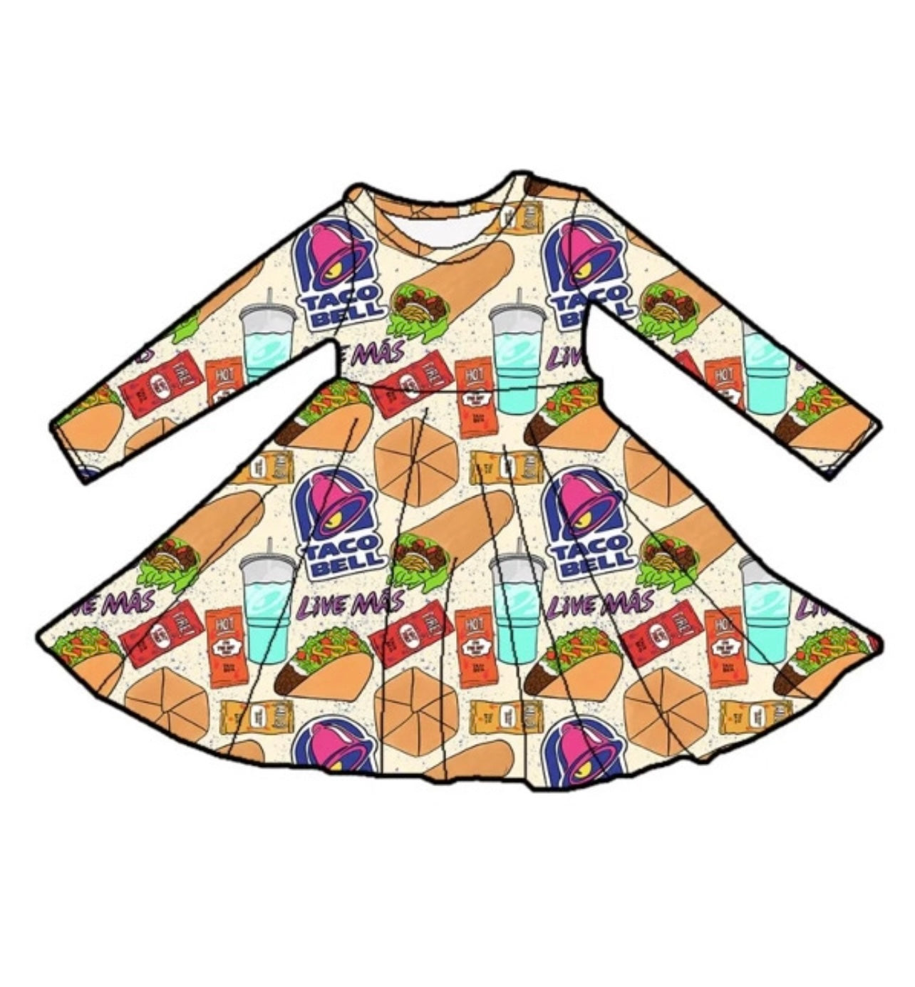 Tacos Please Long Sleeve Dress