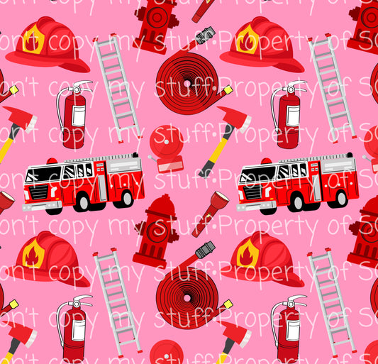 Pink Firefighter Seamless