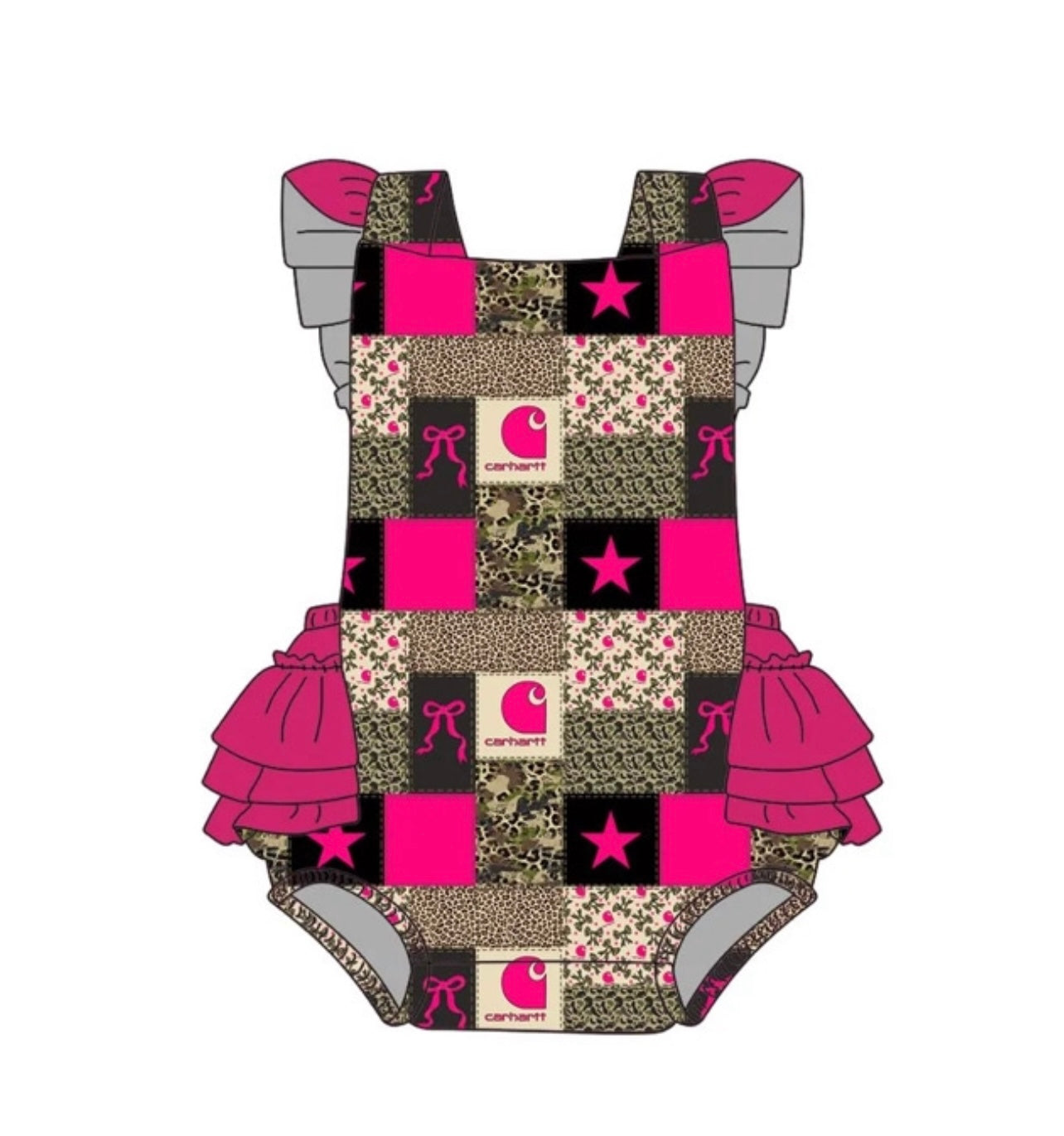 Camo Bows Ruffled Romper