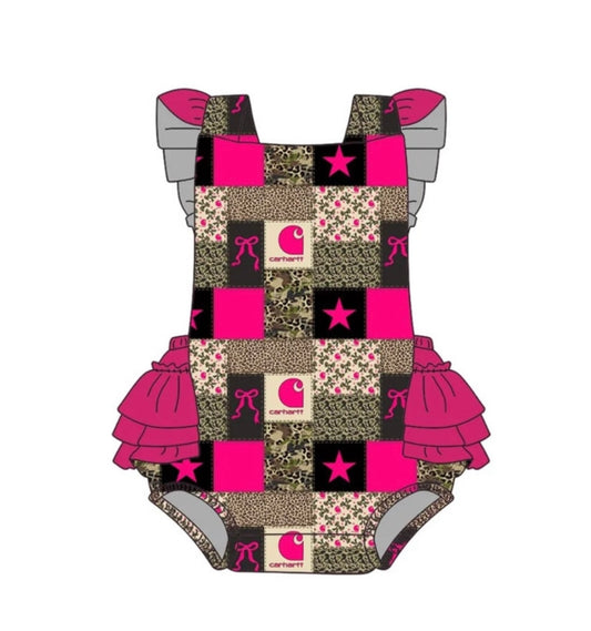 Camo Bows Ruffled Romper