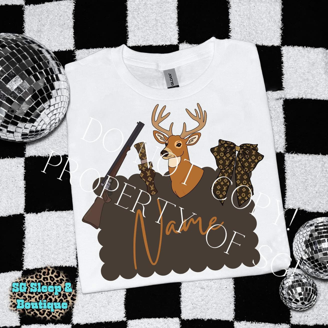 Boujee Deer Hunter Custom Name PNG