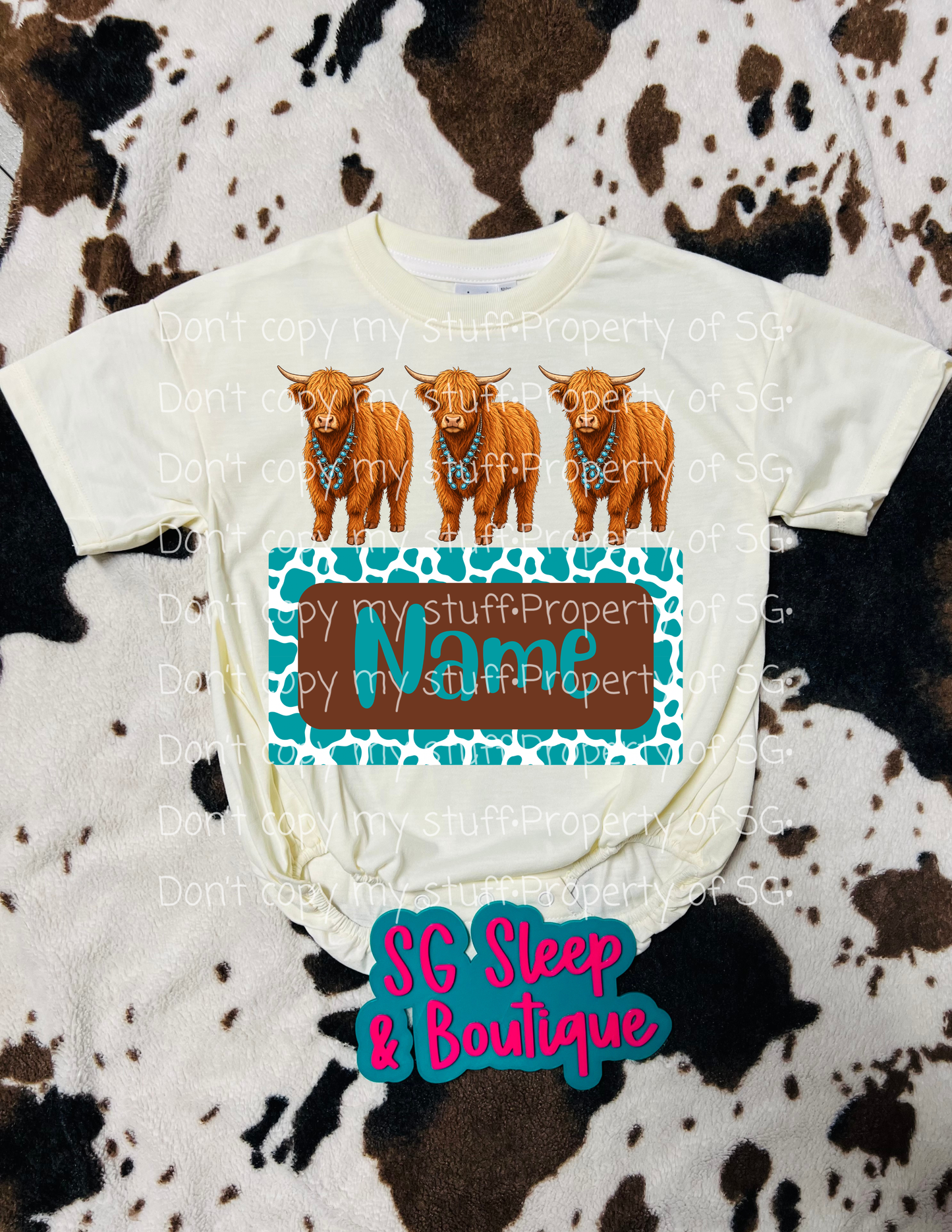 Custom Turquoise Highland Cow PNG