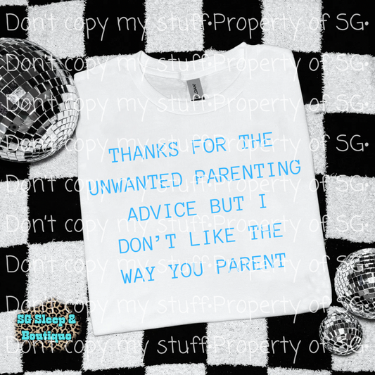 Blue Unwanted Parenting Advice PNG