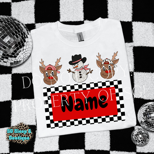 Checkered Christmas Custom Name PNG