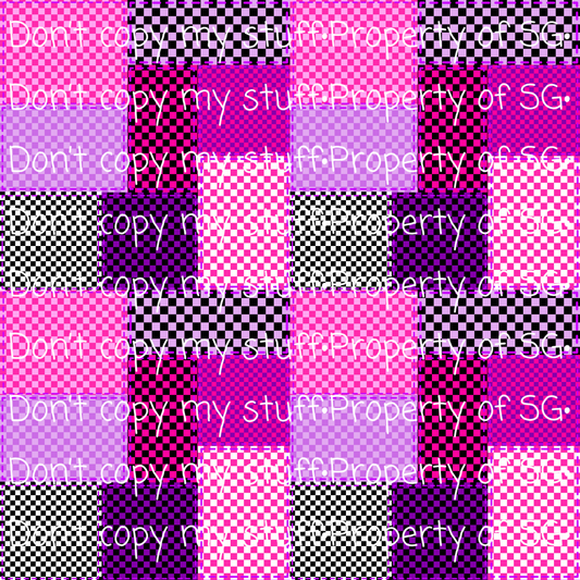 Girly Checkered Patchwork Seamless
