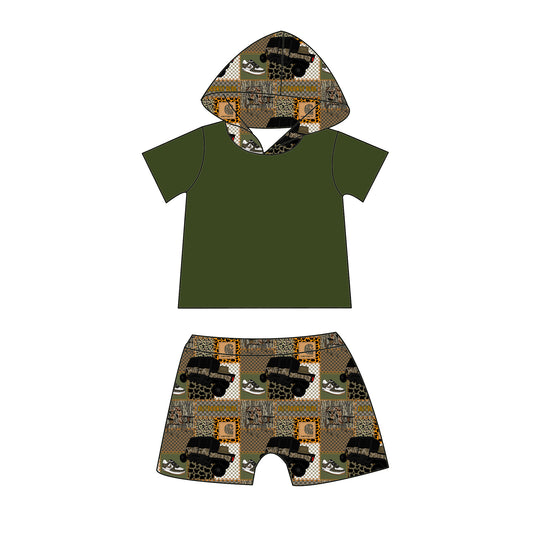 Camo Outdoors Hooded Shorts Set