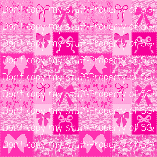 Patchwork Pink Camo Bow Seamless