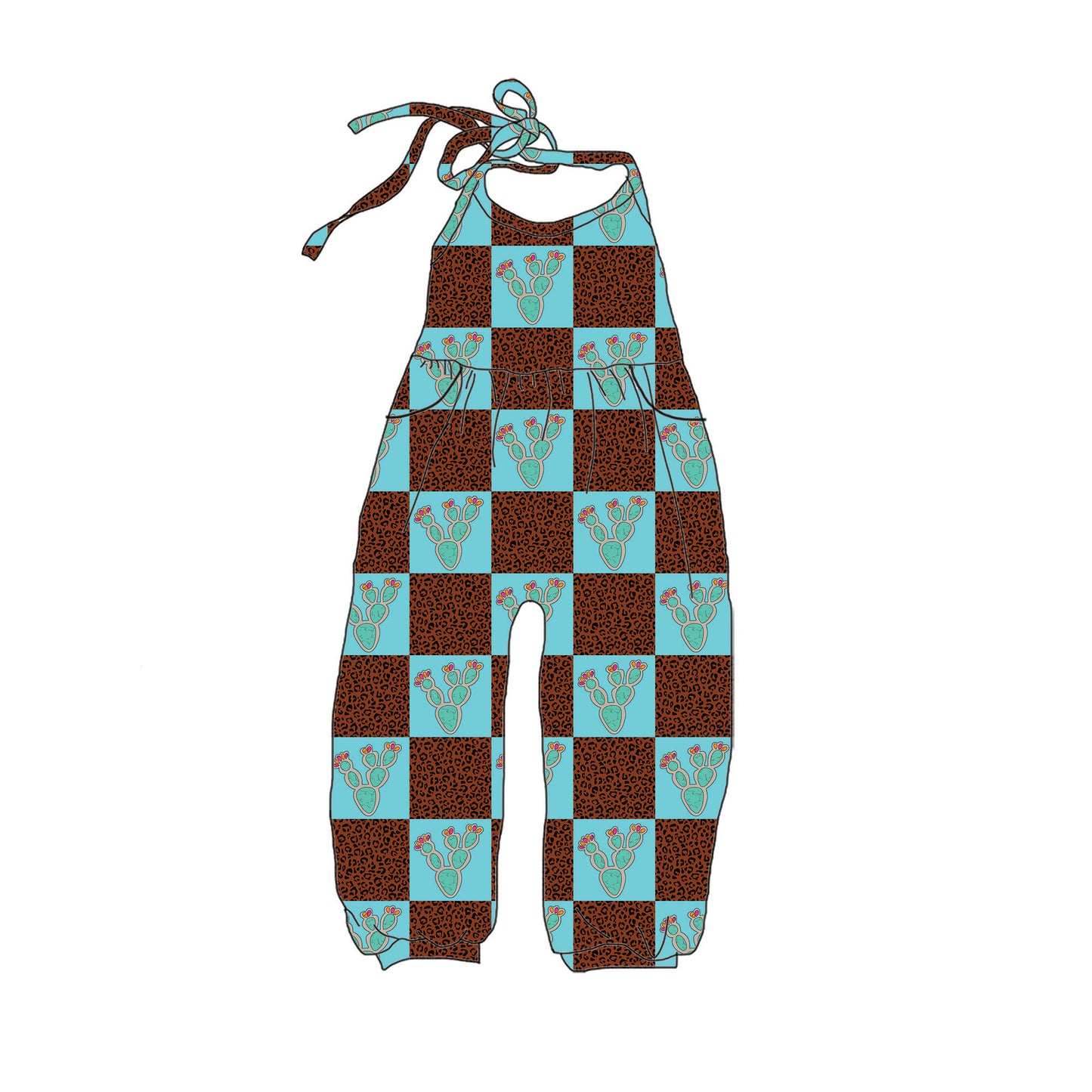 Desert Checks Halter Romper