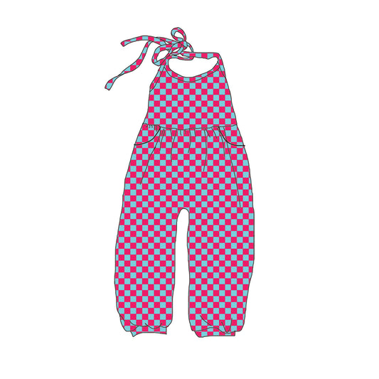 Cutesy Checks Halter Romper