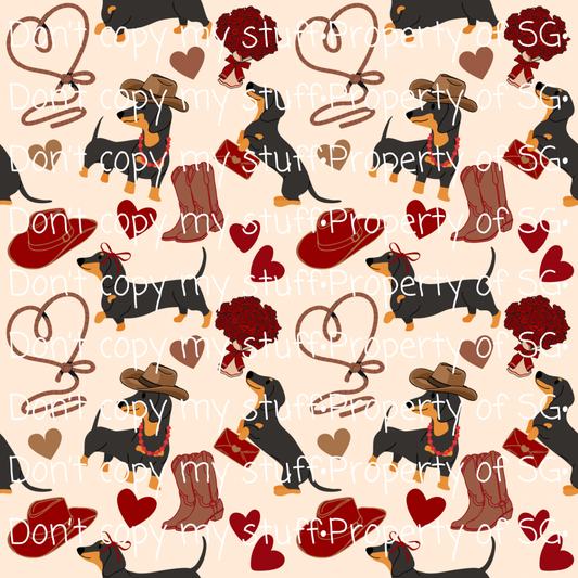 Valentine’s Cowboy Dachshund Seamless
