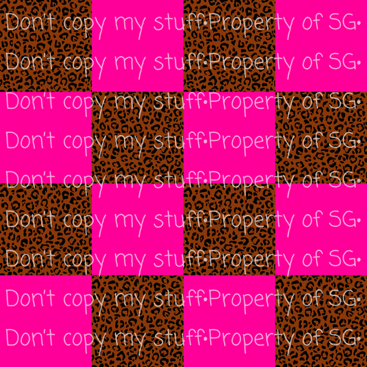 Pink Leopard Checks Seamless