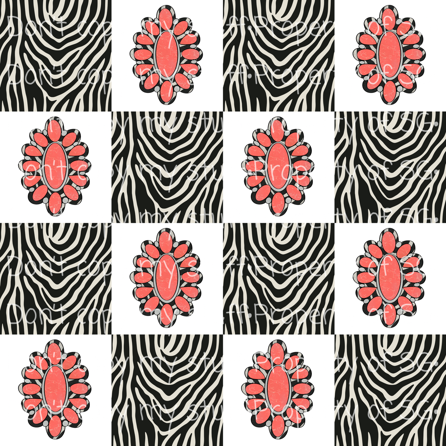 Peachy Zebra Concho Seamless