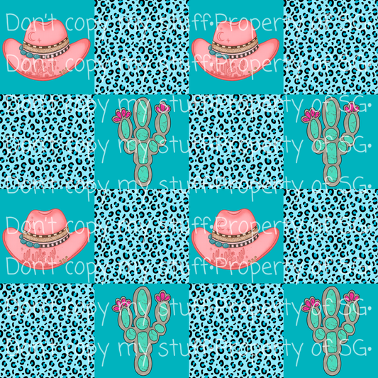 Leopard Cowgirl Checks Seamless