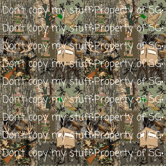Deer Stand & Bows Patchwork Seamless
